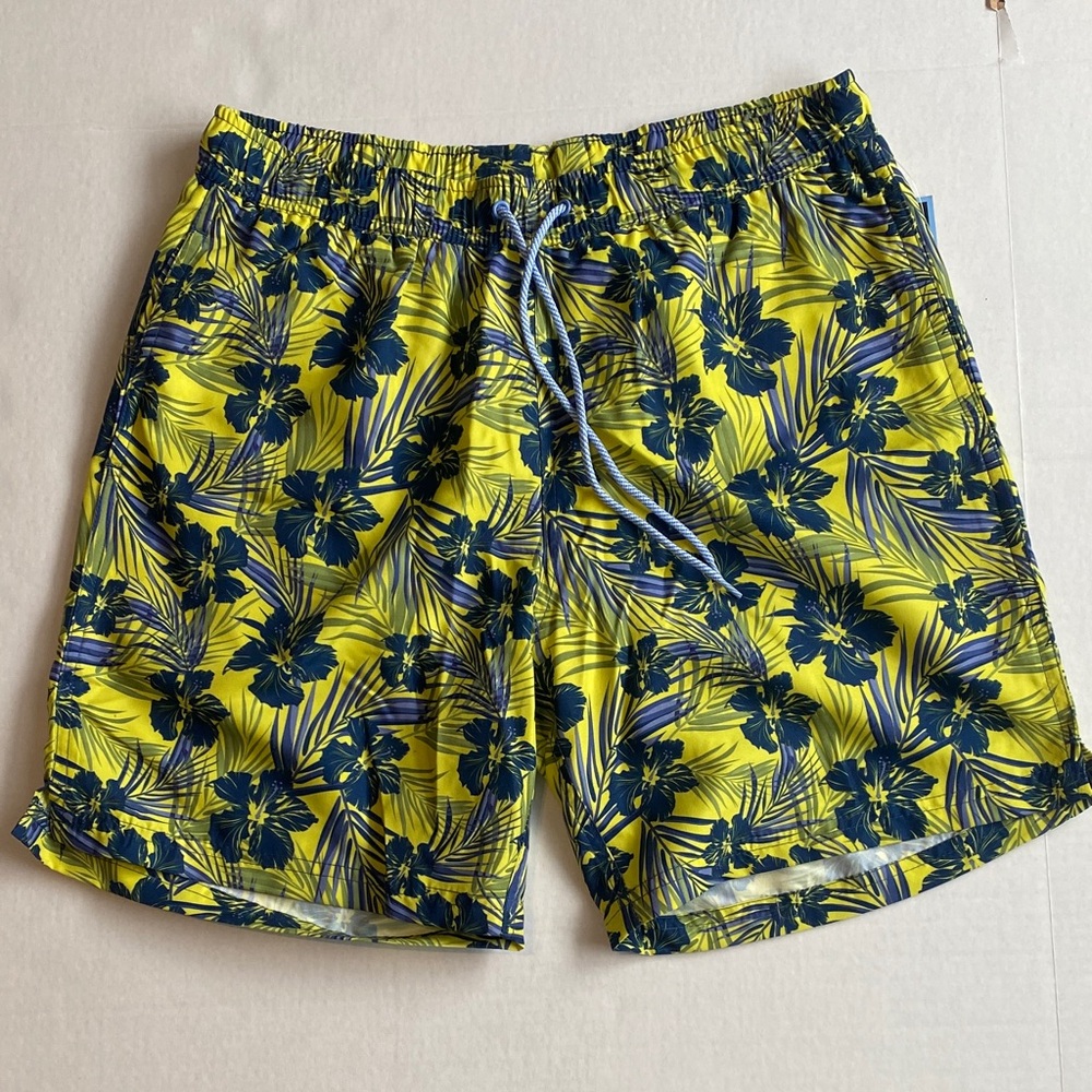 Floral Yellow and Blue Men's Swim Shorts TAILORBYRD